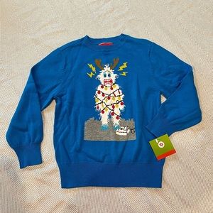 Ugly Christmas Sweater Blue Yeti Knit Sweater Boy’s XS